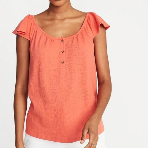 Old Navy Tops - Old Navy Relaxed Flutter-Sleeve Textured Top New